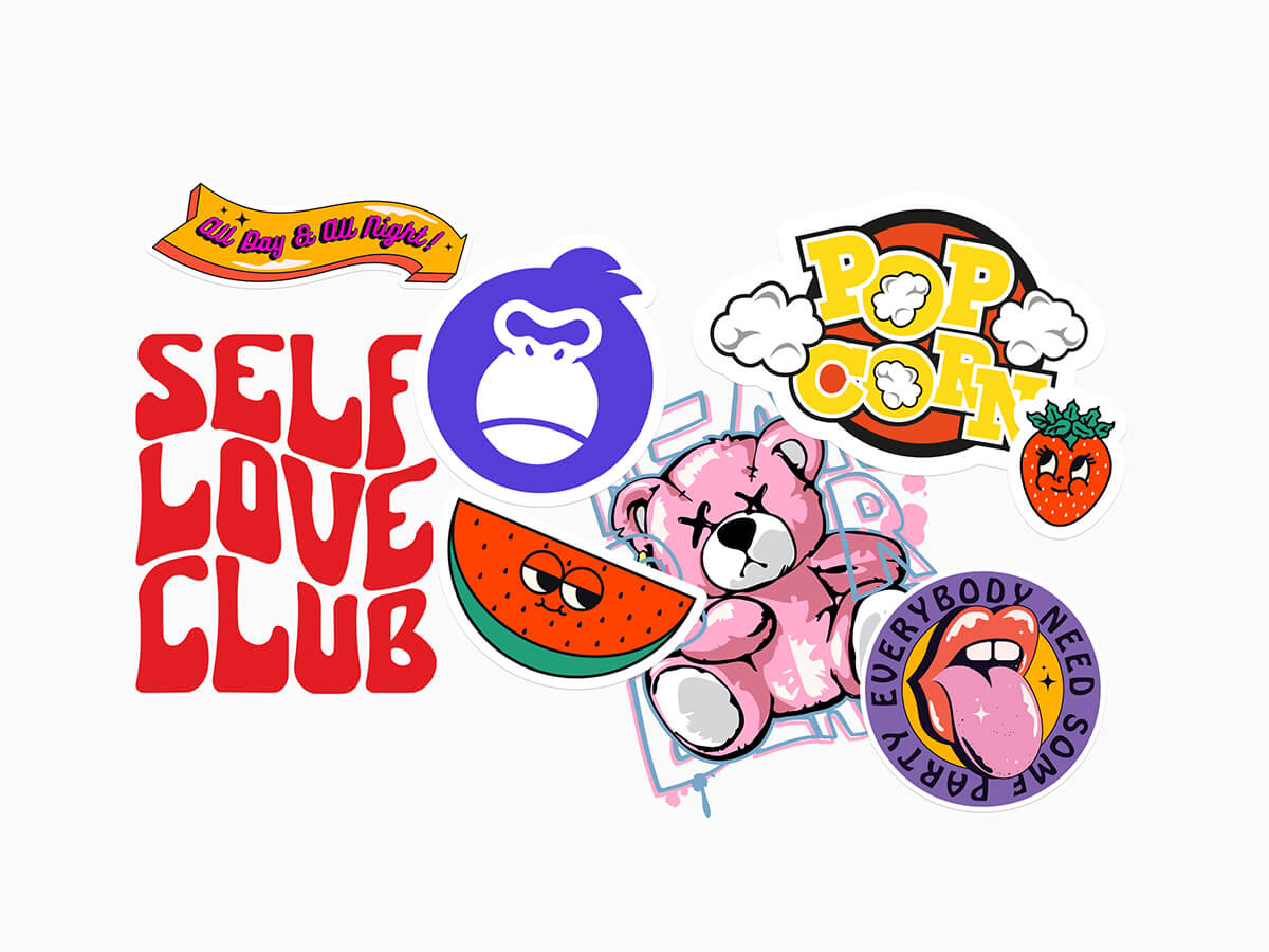 DTF Druck in freier Größe – Aufkleber und Logos