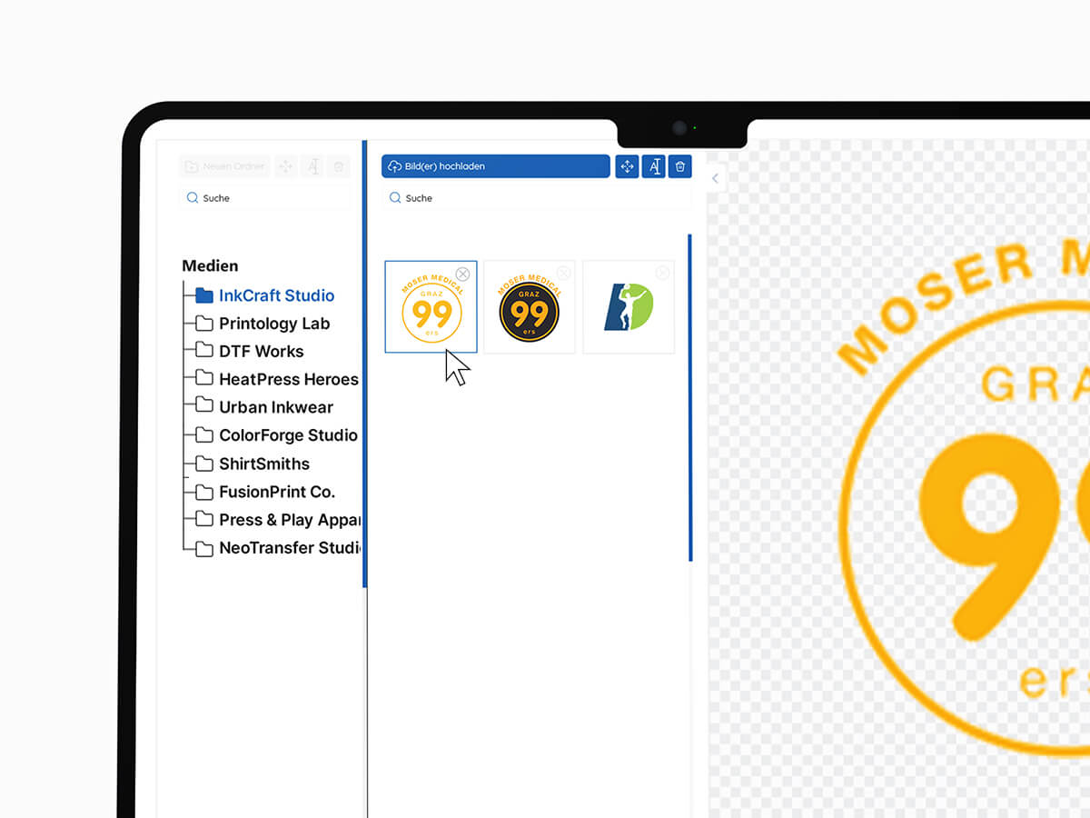 DTF-Druckbogen Smartbuilder – gestaltete Druckbögen